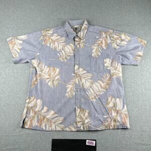 Tori Ricard Honolulu Shirt XL Blue Floral Tropical Button Up Short Sleeve Mens